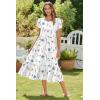 imageZeagoo Women Summer Midi A Line Dress Short Sleeve Casual Flowy Tiered Beach Long Sundress with Pockets 2025 Vacation TravelWhite Floral