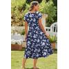 imageZeagoo Women Summer Midi A Line Dress Short Sleeve Casual Flowy Tiered Beach Long Sundress with Pockets 2025 Vacation TravelWhite Floral2