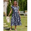 imageZeagoo Women Summer Midi A Line Dress Short Sleeve Casual Flowy Tiered Beach Long Sundress with Pockets 2025 Vacation TravelWhite Floral2