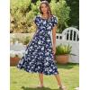 imageZeagoo Women Summer Midi A Line Dress Short Sleeve Casual Flowy Tiered Beach Long Sundress with Pockets 2025 Vacation TravelWhite Floral2