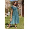 imageZeagoo Women Summer Midi A Line Dress Short Sleeve Casual Flowy Tiered Beach Long Sundress with Pockets 2025 Vacation TravelXh363