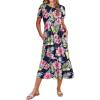 imageZeagoo Women Summer Midi A Line Dress Short Sleeve Casual Flowy Tiered Beach Long Sundress with Pockets 2025 Vacation TravelPink Floral