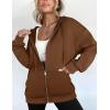 imageZeagoo Essentials Hoodie Zip Up Hoodie 2025 Womens Fashion Oversized Sweatshirt For Women Y2k Hoodie Fleece JacketsBrown