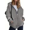 imageZeagoo Essentials Hoodie Zip Up Hoodie 2025 Womens Fashion Oversized Sweatshirt For Women Y2k Hoodie Fleece JacketsDark Grey