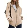 imageZeagoo Essentials Hoodie Zip Up Hoodie 2025 Womens Fashion Oversized Sweatshirt For Women Y2k Hoodie Fleece JacketsKhaki