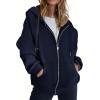 imageZeagoo Essentials Hoodie Zip Up Hoodie 2025 Womens Fashion Oversized Sweatshirt For Women Y2k Hoodie Fleece JacketsNavy