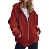 imageZeagoo Essentials Hoodie Zip Up Hoodie 2025 Womens Fashion Oversized Sweatshirt For Women Y2k Hoodie Fleece JacketsRed