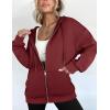 imageZeagoo Essentials Hoodie Zip Up Hoodie 2025 Womens Fashion Oversized Sweatshirt For Women Y2k Hoodie Fleece JacketsWind Red