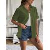 imageZeagoo Women Linen Button Down Shirt Rolled Cuffed Short Sleeve Blouse Ladies Summer Casual V Neck Beach Cotton TopsArmy Green