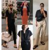 imageZeagoo Women Linen Button Down Shirt Rolled Cuffed Short Sleeve Blouse Ladies Summer Casual V Neck Beach Cotton TopsBblack