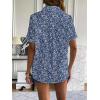 imageZeagoo Women Linen Button Down Shirt Rolled Cuffed Short Sleeve Blouse Ladies Summer Casual V Neck Beach Cotton TopsFloral Blue