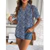 imageZeagoo Women Linen Button Down Shirt Rolled Cuffed Short Sleeve Blouse Ladies Summer Casual V Neck Beach Cotton TopsFloral Blue
