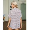 imageZeagoo Women Linen Button Down Shirt Rolled Cuffed Short Sleeve Blouse Ladies Summer Casual V Neck Beach Cotton TopsSummer Floral Red
