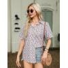 imageZeagoo Women Linen Button Down Shirt Rolled Cuffed Short Sleeve Blouse Ladies Summer Casual V Neck Beach Cotton TopsSummer Floral Red