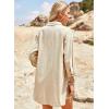 imageZeagoo Womens 2 Piece Lounge Tracksuit Outfit Sets Cotton Linen High Low Shirt and Drawstring Casual Shorts Set01khaki