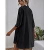 imageZeagoo Womens 2 Piece Lounge Tracksuit Outfit Sets Cotton Linen High Low Shirt and Drawstring Casual Shorts Set04black