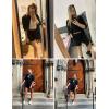 imageZeagoo Womens 2 Piece Lounge Tracksuit Outfit Sets Cotton Linen High Low Shirt and Drawstring Casual Shorts Set04black