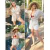 imageZeagoo Womens 2 Piece Lounge Tracksuit Outfit Sets Cotton Linen High Low Shirt and Drawstring Casual Shorts Set04white