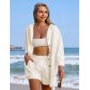 imageZeagoo Womens 2 Piece Lounge Tracksuit Outfit Sets Cotton Linen High Low Shirt and Drawstring Casual Shorts Set04white