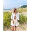 imageZeagoo Womens 2 Piece Lounge Tracksuit Outfit Sets Cotton Linen High Low Shirt and Drawstring Casual Shorts Set04white