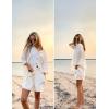 imageZeagoo Womens 2 Piece Lounge Tracksuit Outfit Sets Cotton Linen High Low Shirt and Drawstring Casual Shorts Set04white