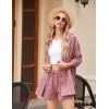 imageZeagoo Womens 2 Piece Lounge Tracksuit Outfit Sets Cotton Linen High Low Shirt and Drawstring Casual Shorts SetDark Pink