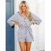 imageZeagoo Womens 2 Piece Lounge Tracksuit Outfit Sets Cotton Linen High Low Shirt and Drawstring Casual Shorts SetLight Gray