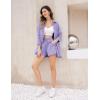 imageZeagoo Womens 2 Piece Lounge Tracksuit Outfit Sets Cotton Linen High Low Shirt and Drawstring Casual Shorts SetLilac Purple