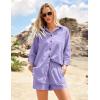 imageZeagoo Womens 2 Piece Lounge Tracksuit Outfit Sets Cotton Linen High Low Shirt and Drawstring Casual Shorts SetLilac Purple