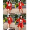 imageZeagoo Womens 2 Piece Lounge Tracksuit Outfit Sets Cotton Linen High Low Shirt and Drawstring Casual Shorts SetOrange