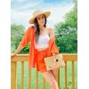imageZeagoo Womens 2 Piece Lounge Tracksuit Outfit Sets Cotton Linen High Low Shirt and Drawstring Casual Shorts SetOrange