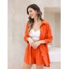imageZeagoo Womens 2 Piece Lounge Tracksuit Outfit Sets Cotton Linen High Low Shirt and Drawstring Casual Shorts SetOrange