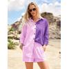 imageZeagoo Womens 2 Piece Lounge Tracksuit Outfit Sets Cotton Linen High Low Shirt and Drawstring Casual Shorts SetPinkpurple