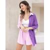 imageZeagoo Womens 2 Piece Lounge Tracksuit Outfit Sets Cotton Linen High Low Shirt and Drawstring Casual Shorts SetPinkpurple