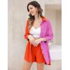 imageZeagoo Womens 2 Piece Lounge Tracksuit Outfit Sets Cotton Linen High Low Shirt and Drawstring Casual Shorts SetRose Redorange