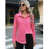 imageZeagoo Womens Button Down Shirt Long Sleeve ClassicFit Dress Shirts Solid Work Office BlouseHot Pink
