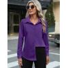imageZeagoo Womens Button Down Shirt Long Sleeve ClassicFit Dress Shirts Solid Work Office BlousePurple