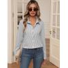 imageZeagoo Womens Button Down Shirt Long Sleeve ClassicFit Dress Shirts Solid Work Office BlouseStriped Black