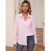 imageZeagoo Womens Button Down Shirt Long Sleeve ClassicFit Dress Shirts Solid Work Office BlouseStriped Pink