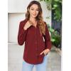 imageZeagoo Womens Button Down Shirt Long Sleeve ClassicFit Dress Shirts Solid Work Office BlouseWine Red