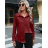 imageZeagoo Womens Button Down Shirt Long Sleeve ClassicFit Dress Shirts Solid Work Office BlouseWine Red