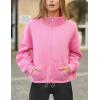 imageZeagoo Womens Fleece Jacket Full Zip Crop Hoodie Long Sleeve Pullover Sweatshirts Oversized 2023 Fall Winter CoatPink
