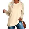 imageZeagoo Womens Long Sleeve Shirts Lightweight Cable Knit Sleeve Shirts Trendy Fall Tunic TopsBeige