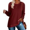 imageZeagoo Womens Long Sleeve Shirts Lightweight Cable Knit Sleeve Shirts Trendy Fall Tunic TopsBurgundy