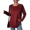 imageZeagoo Womens Long Sleeve Shirts Lightweight Cable Knit Sleeve Shirts Trendy Fall Tunic TopsBurgundy