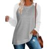 imageZeagoo Womens Long Sleeve Shirts Lightweight Cable Knit Sleeve Shirts Trendy Fall Tunic TopsGreywhite