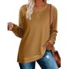 imageZeagoo Womens Long Sleeve Shirts Lightweight Cable Knit Sleeve Shirts Trendy Fall Tunic TopsLight Brown