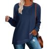 imageZeagoo Womens Long Sleeve Shirts Lightweight Cable Knit Sleeve Shirts Trendy Fall Tunic TopsNavy
