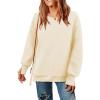 imageZeagoo Womens Sherpa Fleece Jacket Pullover Crewneck Fuzzy Sweatshirts Long Sleeve Warm Thick Fall Winter CoatsBeige