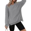 imageZeagoo Womens Sherpa Fleece Jacket Pullover Crewneck Fuzzy Sweatshirts Long Sleeve Warm Thick Fall Winter CoatsGrey